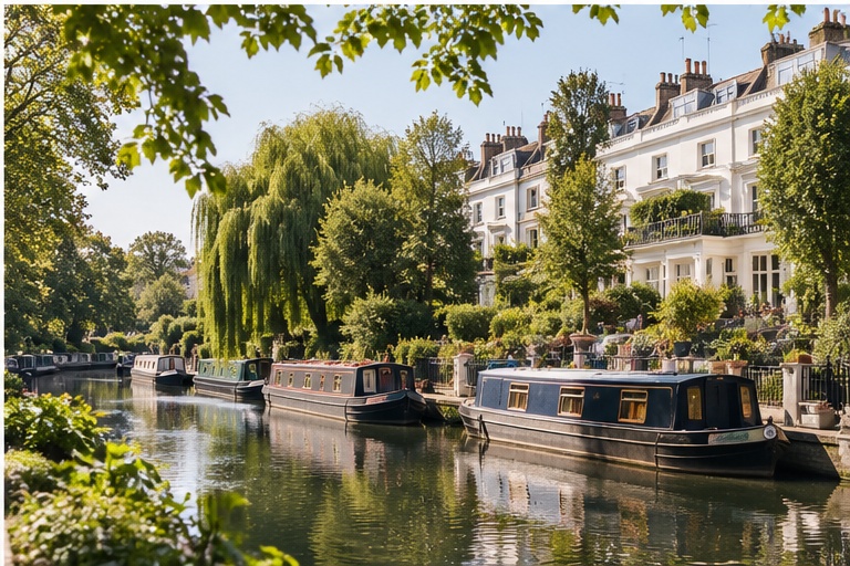 Narrowboats moored on the canal in Little Venice